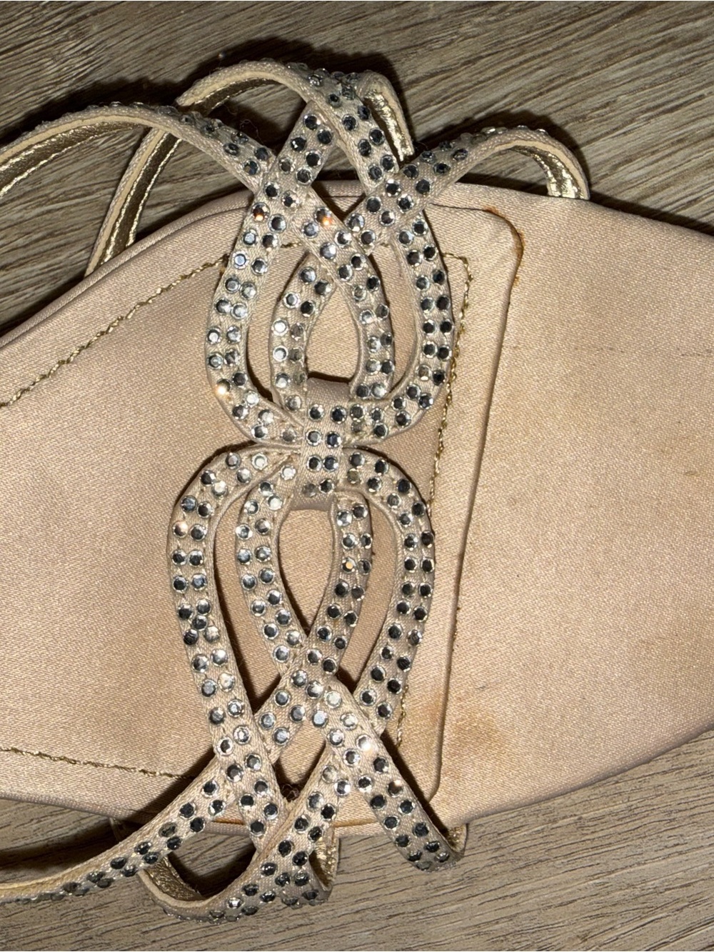 Nina Nude Pink Rhinestone Strappy Sandals - Picture 2 of 6